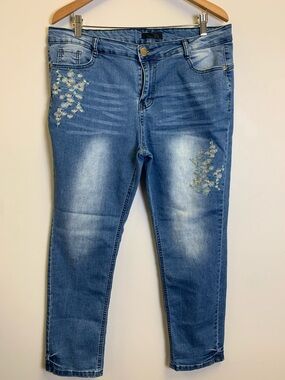IQ Slim Light Blue Embroidered Skinny Jeans for Women